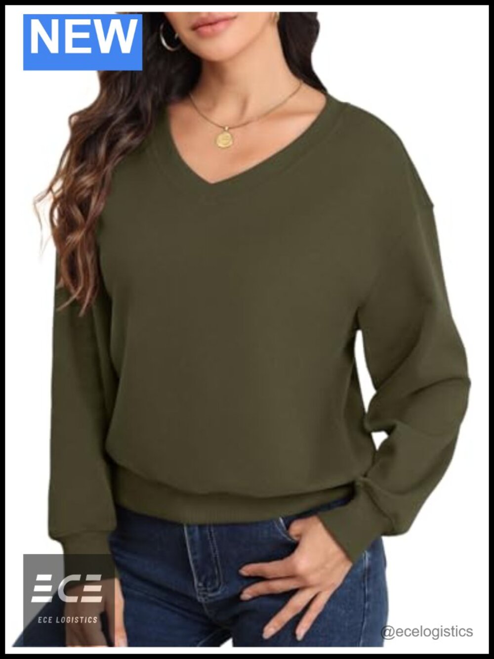Fleece Lined Cropped Sweatshirt V Neck Long Sleeve Pullover Warm Casual